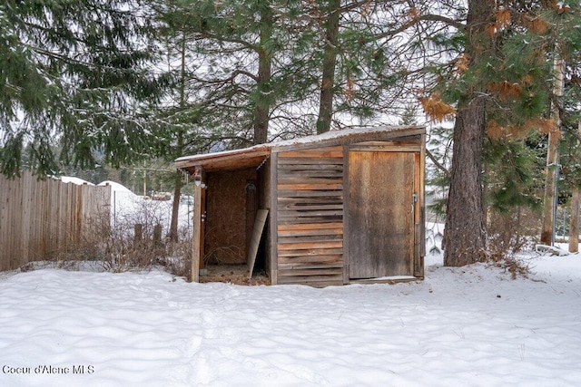 view of snow covered structure