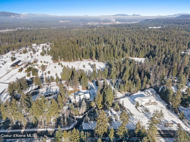 bird's eye view with a mountain view