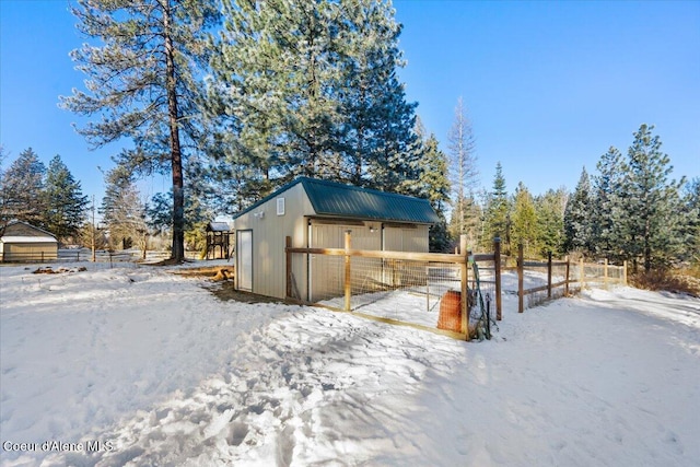 view of snow covered structure