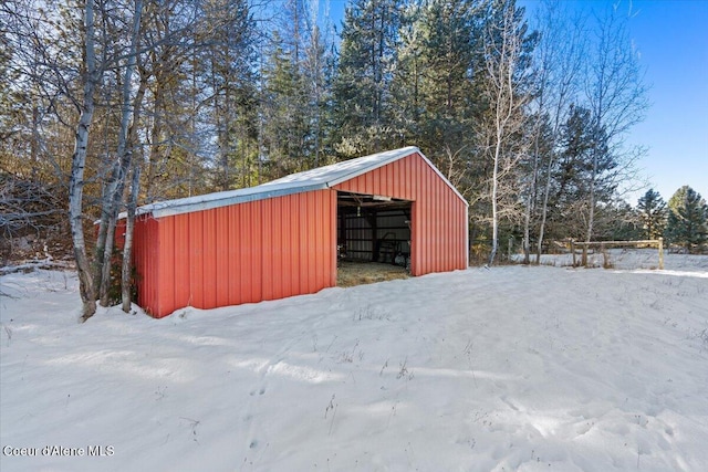 view of snow covered structure