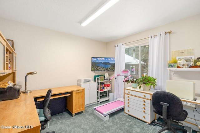 office area featuring dark carpet