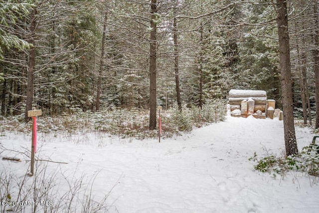 view of snow covered land