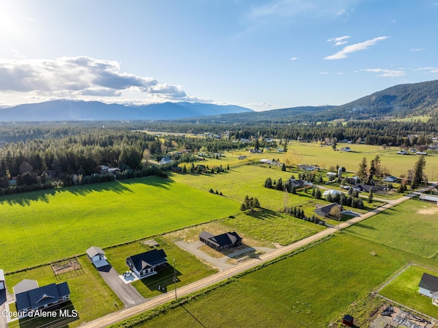 aerial view with a rural view and a mountain view