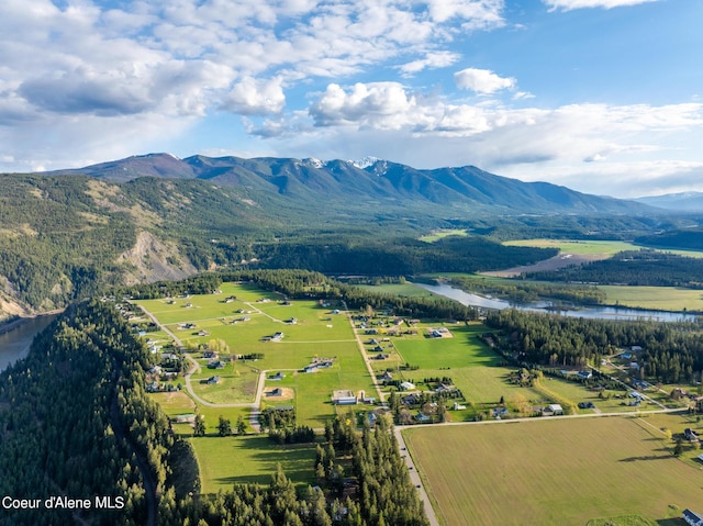 aerial view with a water and mountain view