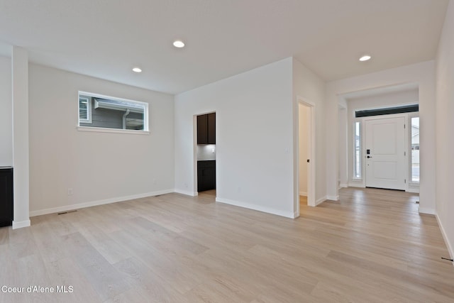 unfurnished living room featuring light hardwood / wood-style floors