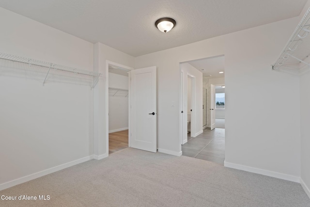 spacious closet with light colored carpet