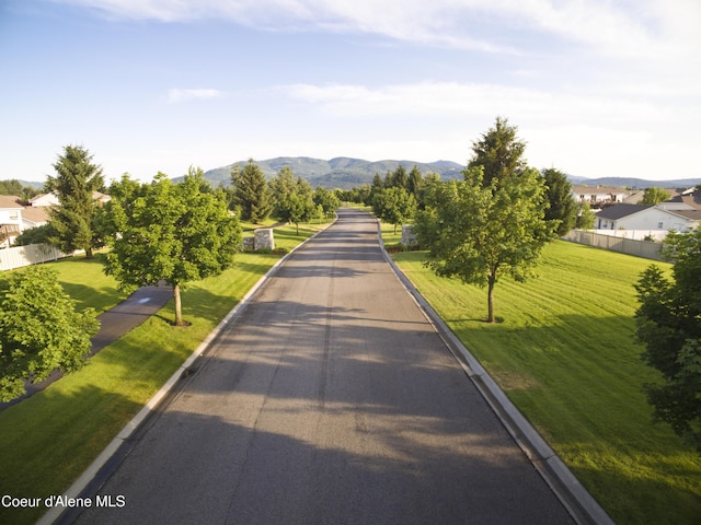 view of street with a mountain view