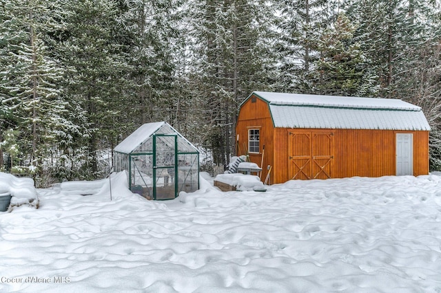 view of snow covered structure