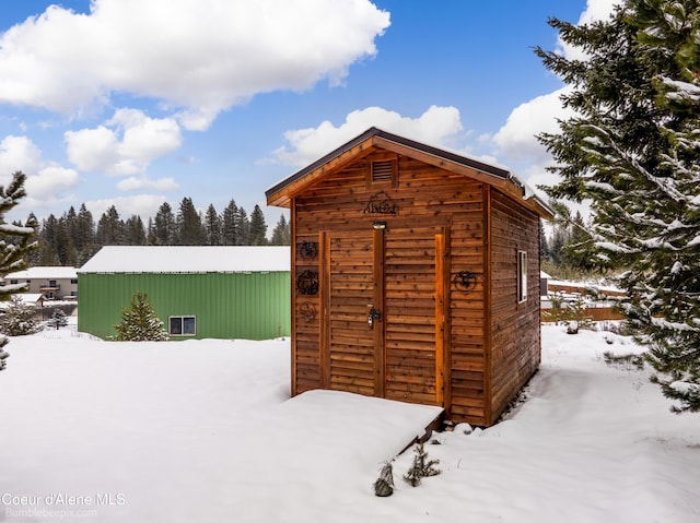 view of snow covered structure