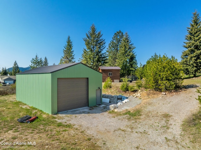 view of detached garage