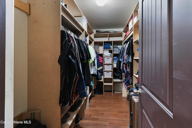 walk in closet featuring hardwood / wood-style flooring