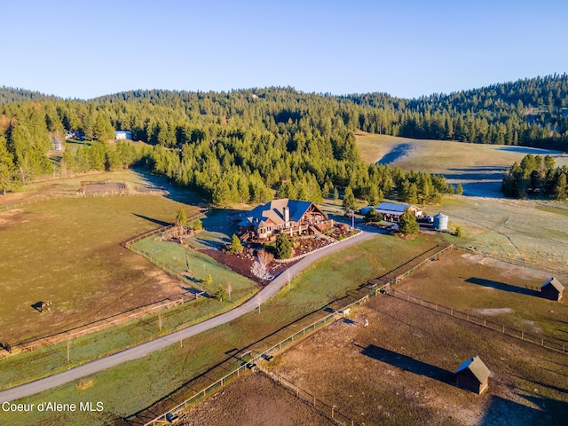 drone / aerial view featuring a rural view