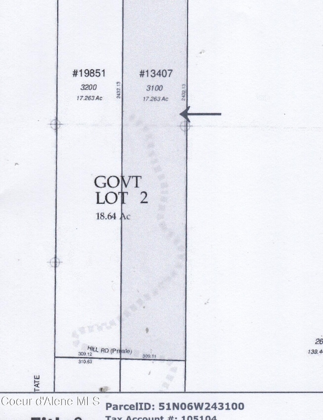 9620 N Hill Rd, Hauser ID, 83854 land for sale