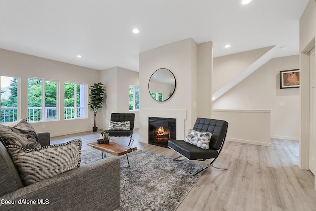 living room with light wood-type flooring