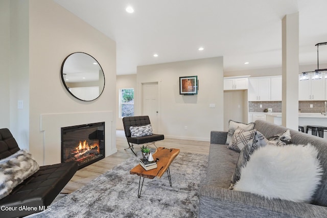 living room featuring light hardwood / wood-style floors