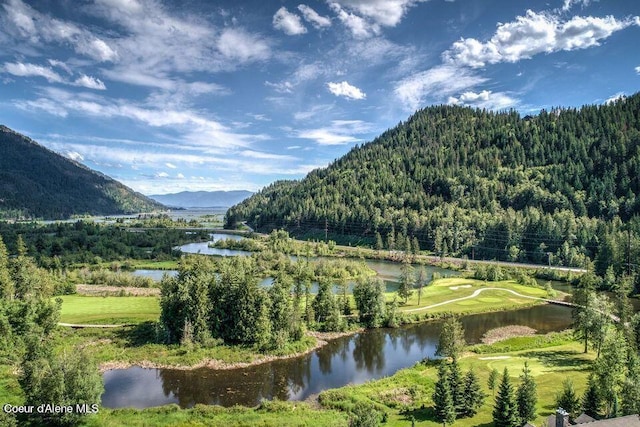 view of mountain feature with a water view