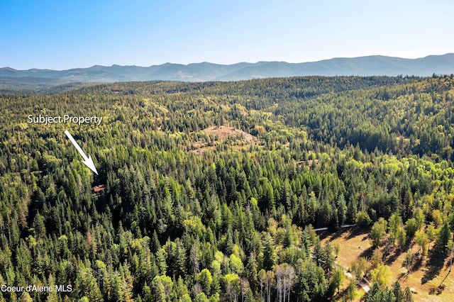 birds eye view of property with a mountain view