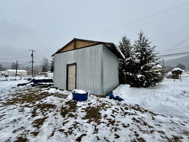 view of snow covered structure