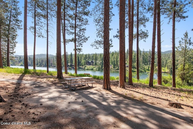 view of community featuring a water view