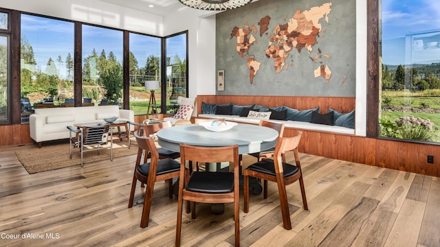 dining space featuring light hardwood / wood-style floors