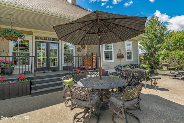 view of patio / terrace featuring french doors