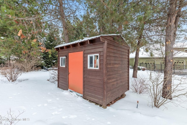 view of snow covered structure