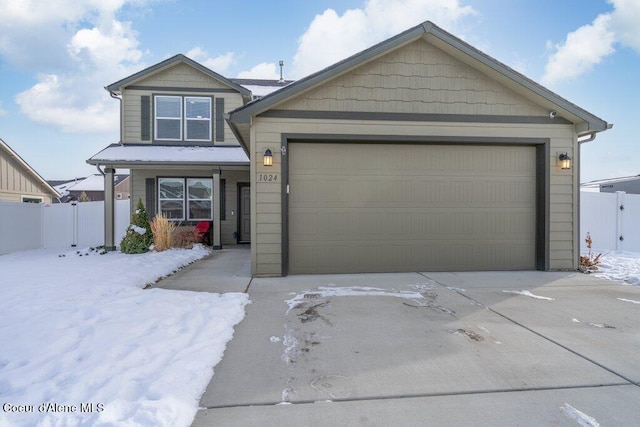 view of front of property featuring a garage