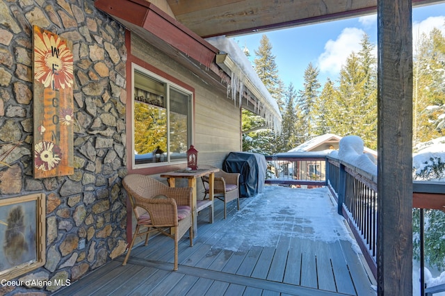 deck featuring area for grilling