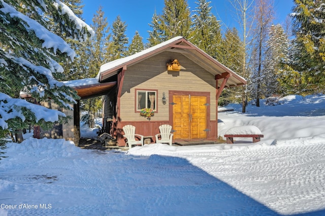 view of snow covered structure