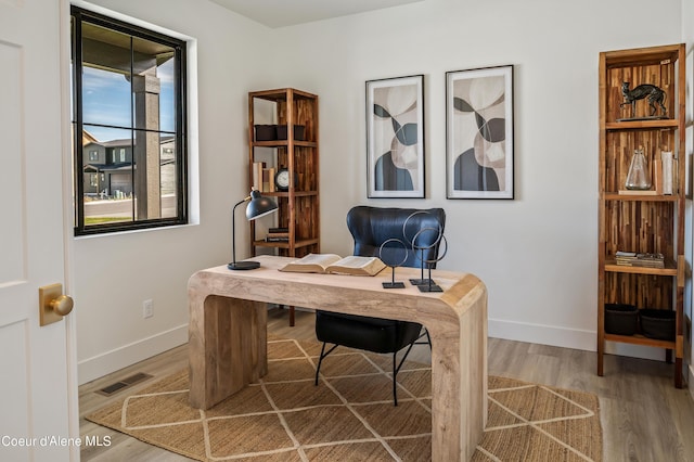 office featuring wood-type flooring