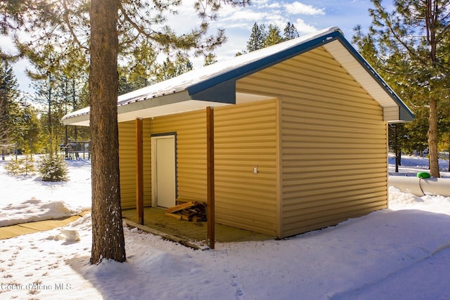 view of snow covered structure