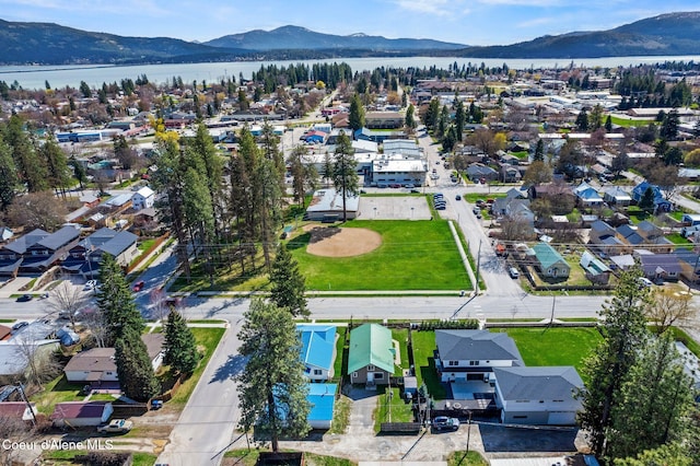 1108 Pine St, Sandpoint, ID 83864 - aerial view with a water and mountain view and a residential view