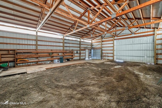 garage with metal wall