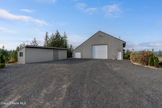 view of detached garage