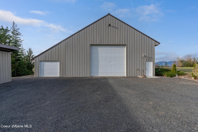 view of detached garage