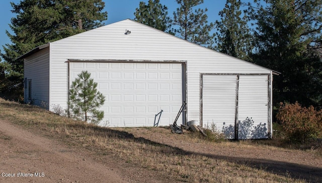 view of detached garage