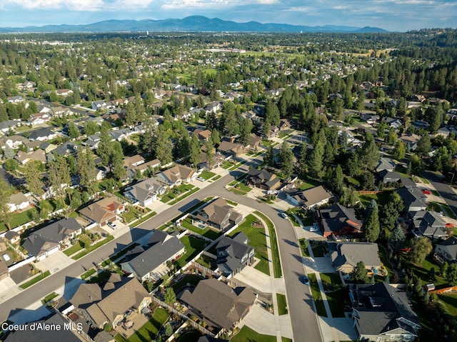 birds eye view of property featuring a residential view and a mountain view