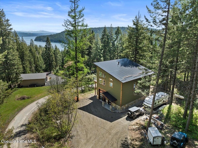 21941 S Lakeview Dr, Worley, ID 83876 - birds eye view of property featuring a view of trees and a water and mountain view