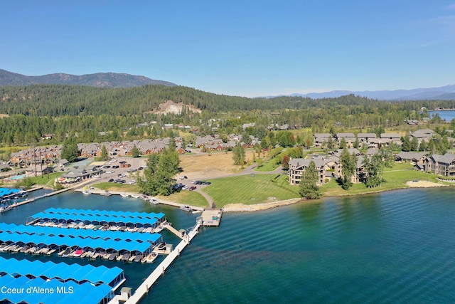 aerial view with a water and mountain view