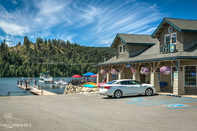 exterior space featuring a water view