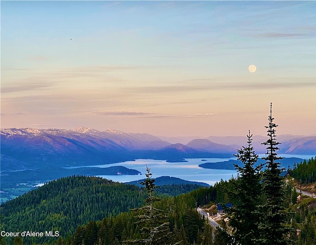 mountain view with a view of trees