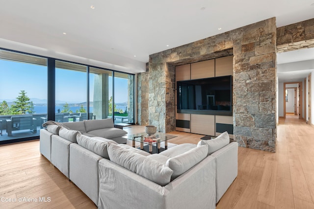 living room featuring light wood-type flooring