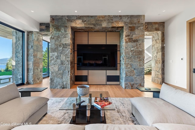 living area featuring light wood-type flooring