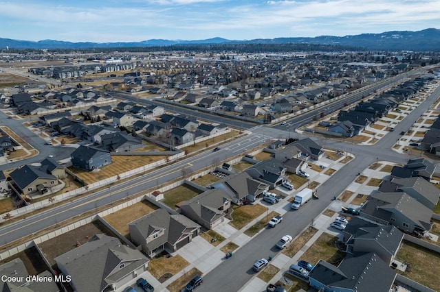 aerial view with a residential view and a mountain view