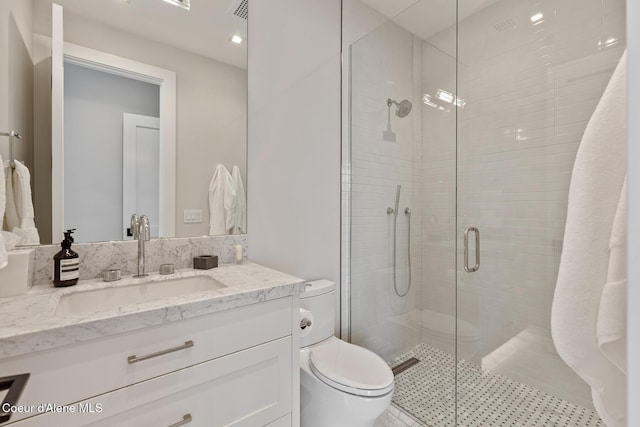 6895 S Gozzer Rd Unit A201, Harrison, ID 83833 - full bathroom featuring toilet, a stall shower, and vanity