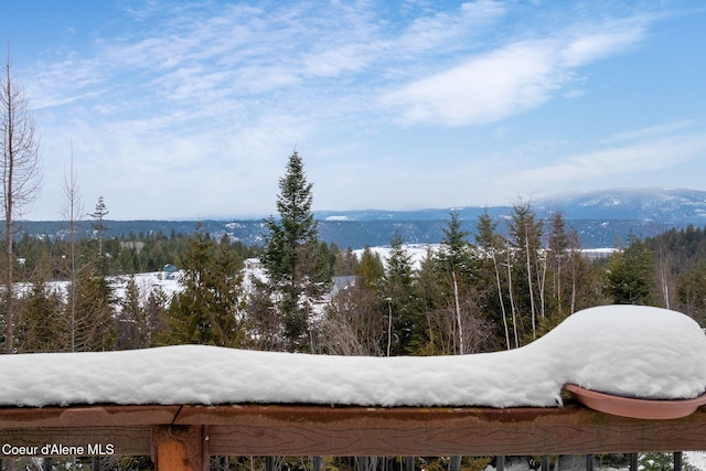 water view with a forest view and a mountain view