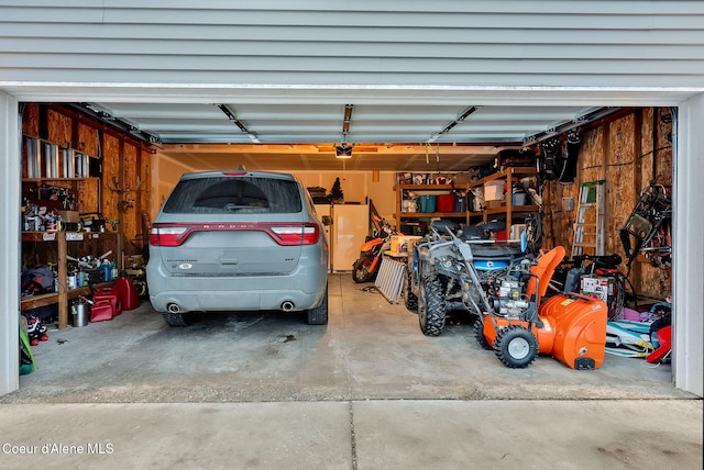 garage with a garage door opener