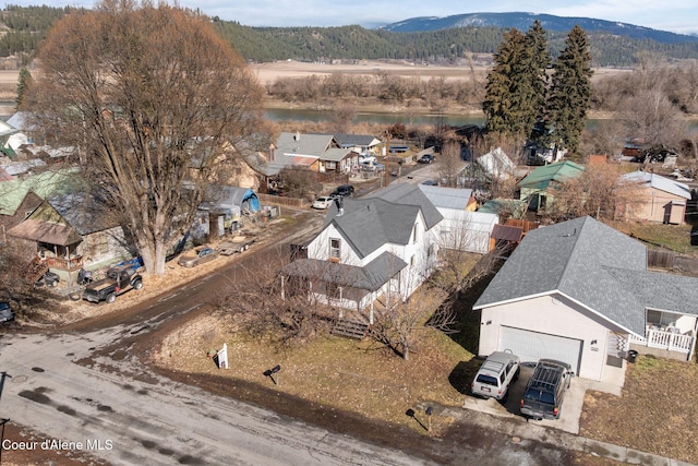 aerial view with a residential view and a mountain view