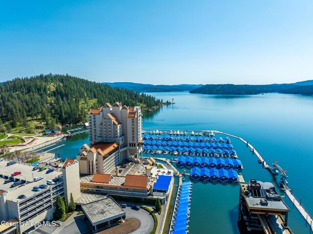 301 N 1st St # 930, Coeur Dalene, ID 83814 - birds eye view of property with a water view and a forest view