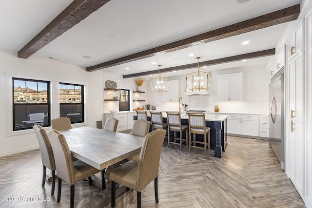 1853 W Felton Dr, Coeur Dalene, ID 83814 - dining room featuring baseboards, beam ceiling, and recessed lighting